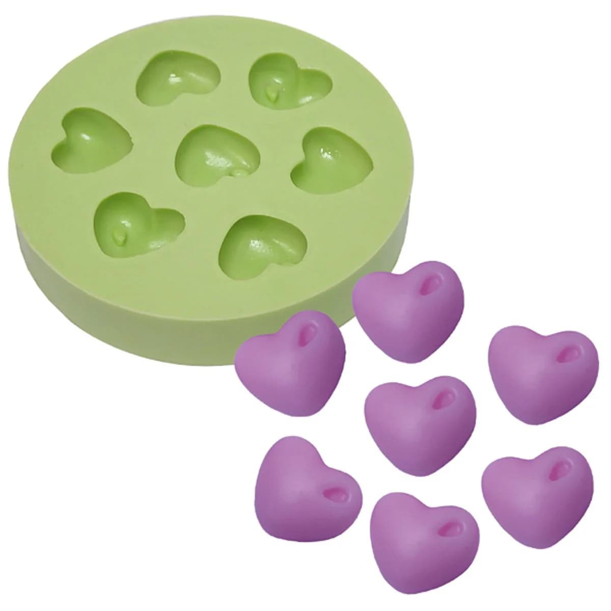 Molde de Silicone para Velas e Sabonetes Coraçãozinho 7 Cav